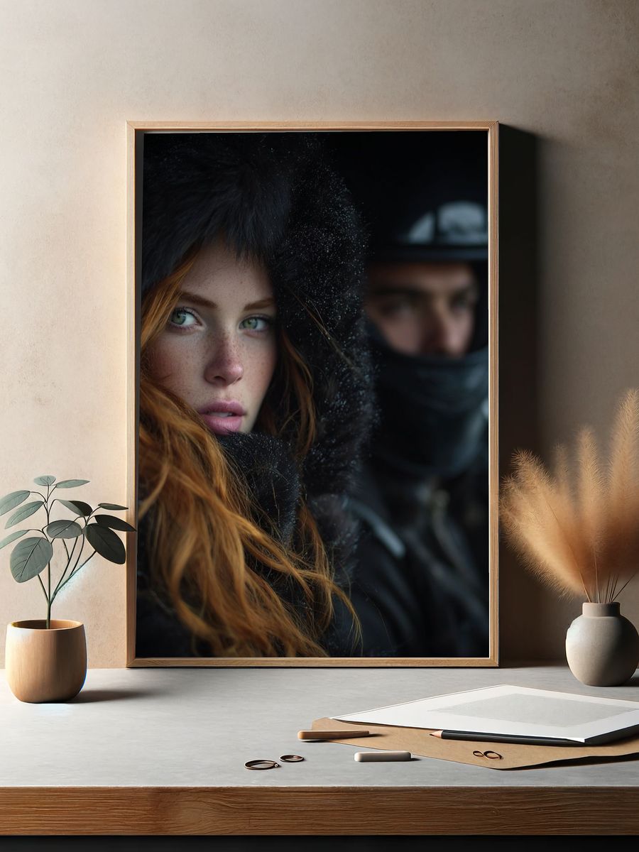 Winter Riders Portrait Print. — room view 2
