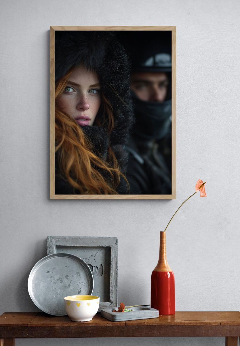 Winter Riders Portrait Print. — room view 3