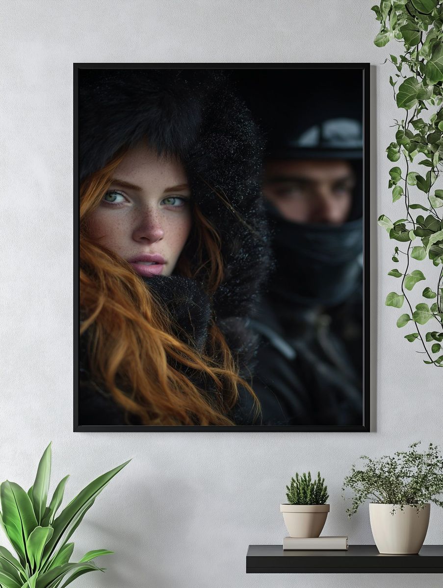 Winter Riders Portrait Print. — room view 4