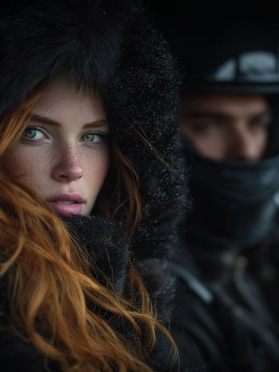 Winter Riders Portrait Print. poster