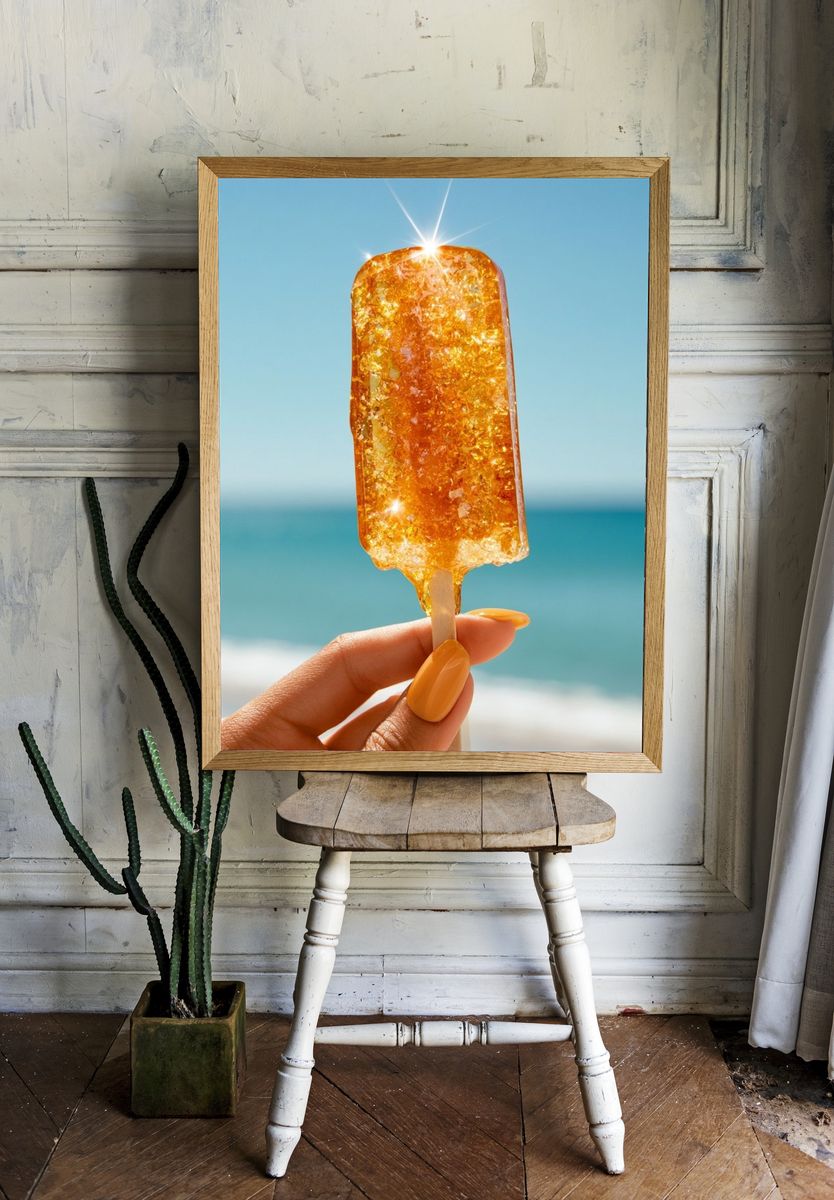 Golden Popsicle Beach Photography Poster. — room view 1