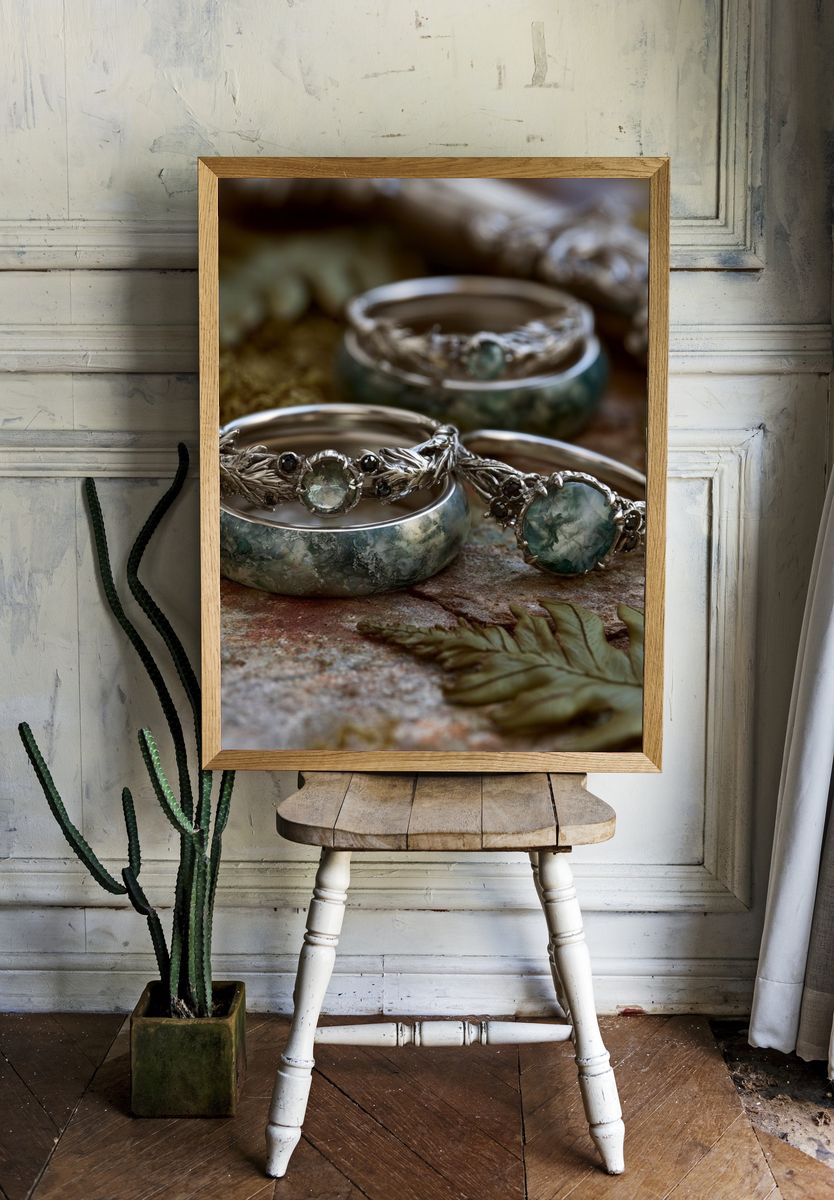 Botanical Gemstone Rings Photography Poster. room preview