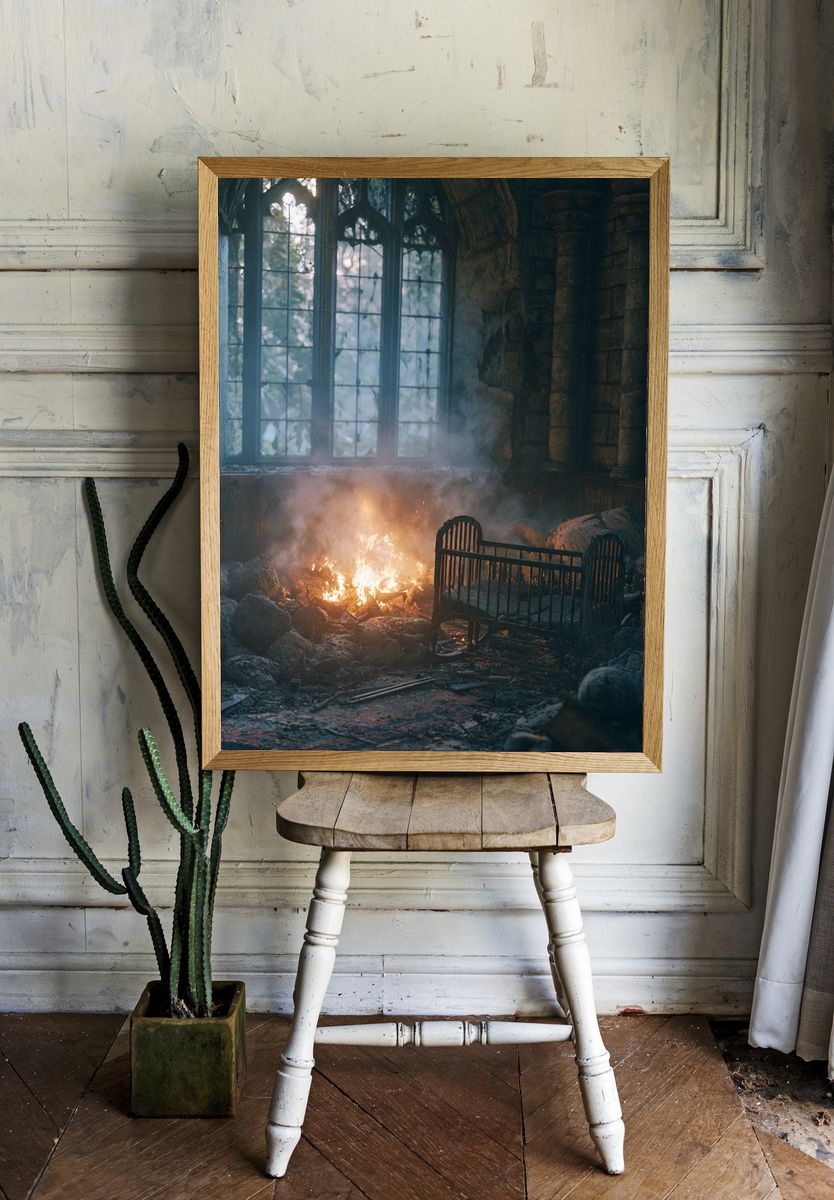 Burning Gothic Nursery Photography Poster. — room view 1