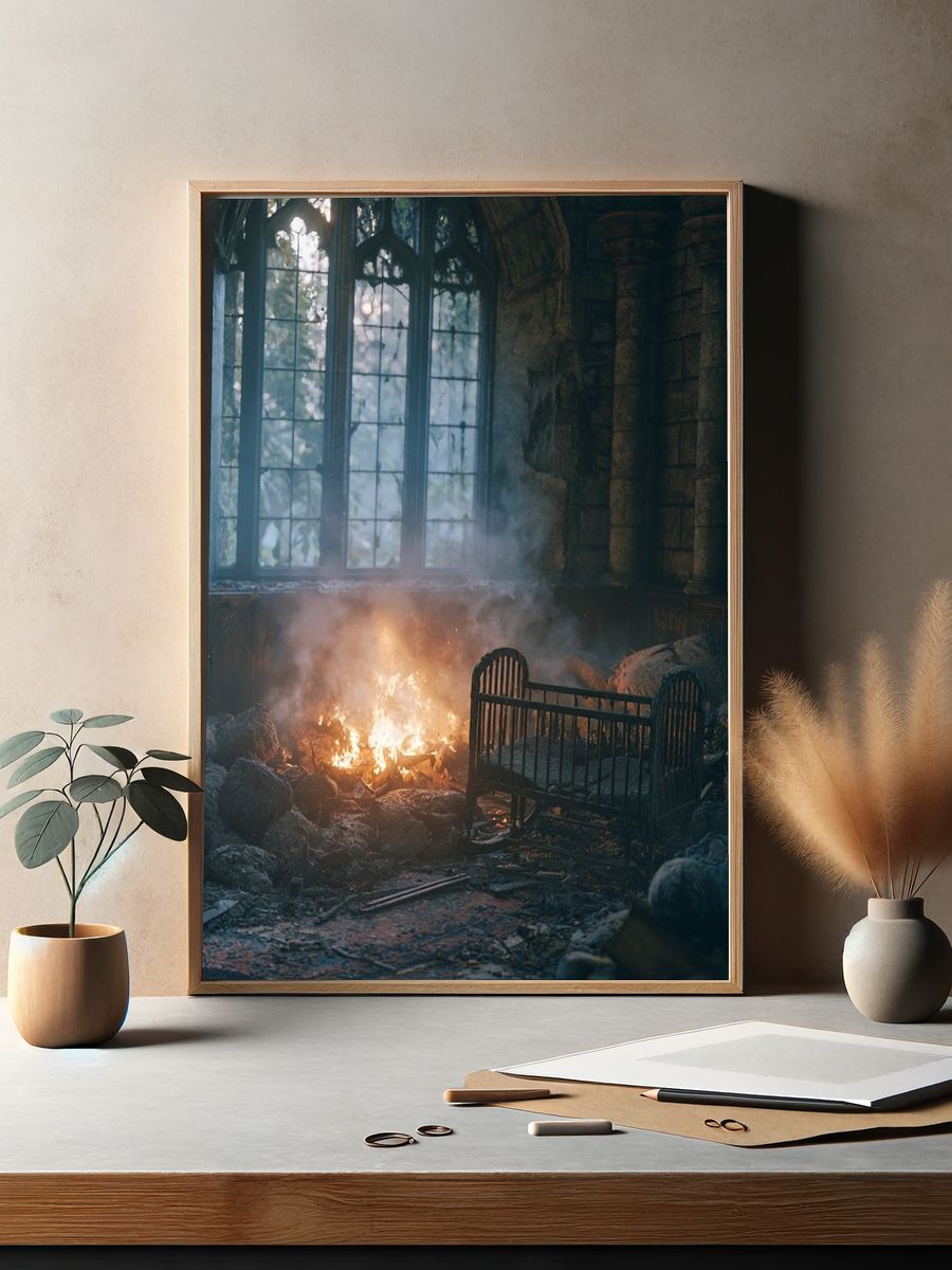 Burning Gothic Nursery Photography Poster. — room view 2
