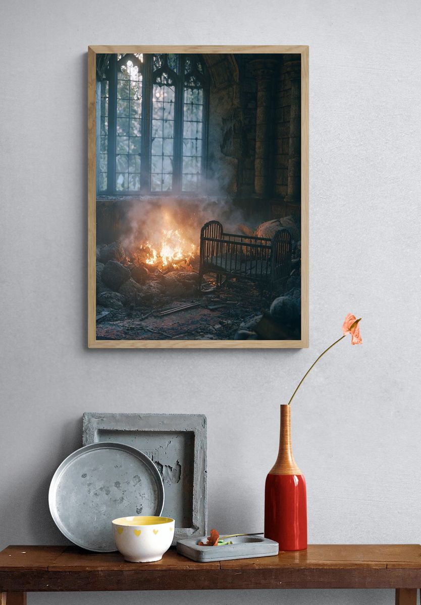Burning Gothic Nursery Photography Poster. — room view 3