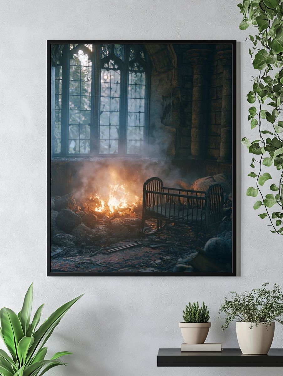 Burning Gothic Nursery Photography Poster. — room view 4