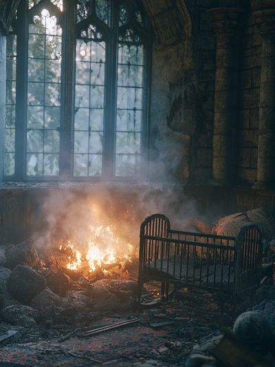 Burning Gothic Nursery Photography Poster.