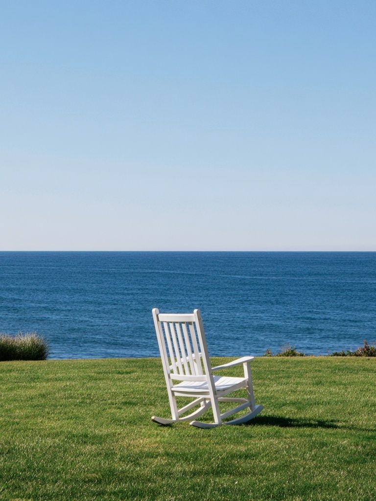 Oceanfront Rocking Chair Photography Poster. poster — photography art
