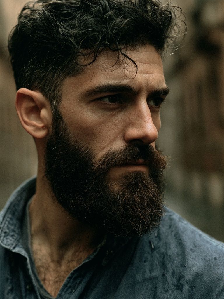 Moody Bearded Portrait Print. poster detail