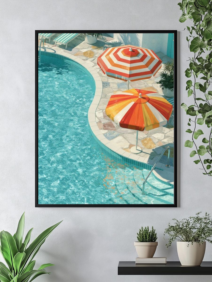 Poolside Umbrellas Photography Poster. — room view 4