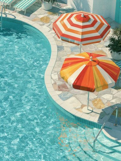 Poolside Umbrellas Photography Poster.