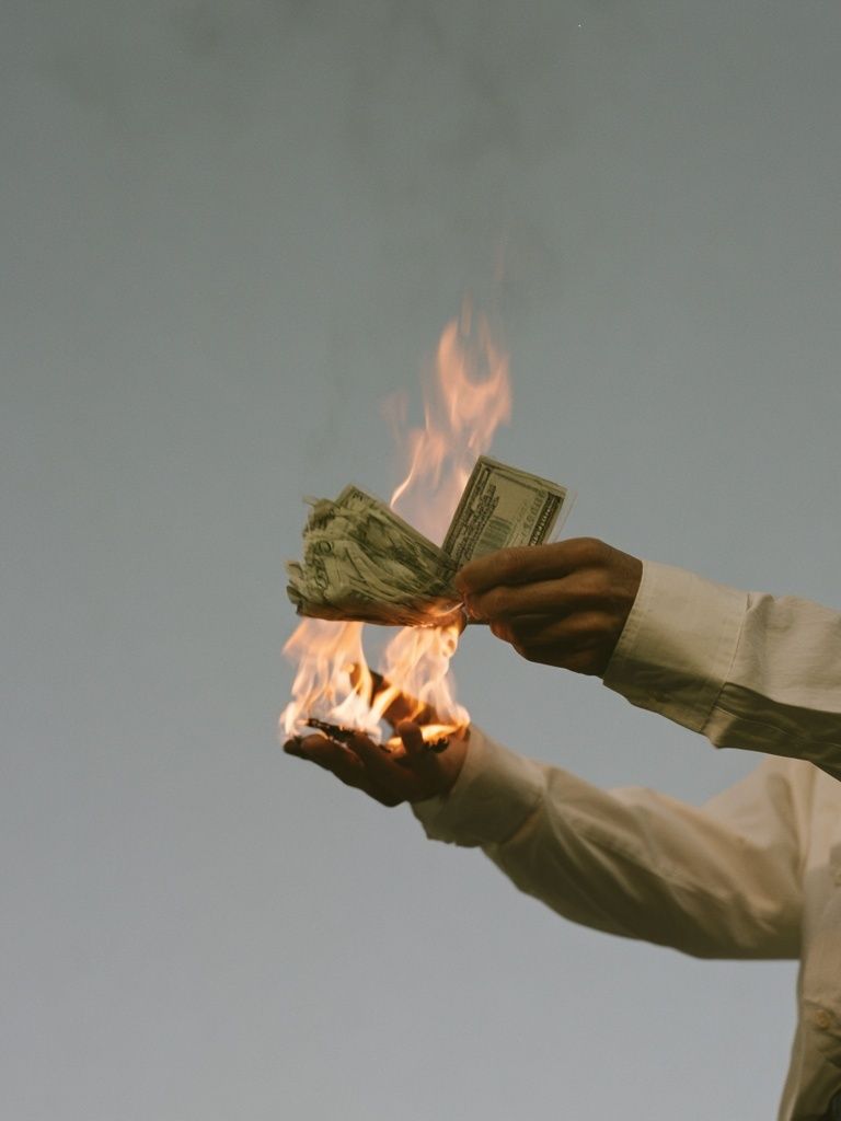 Burning Cash Photography Print. poster — photography art