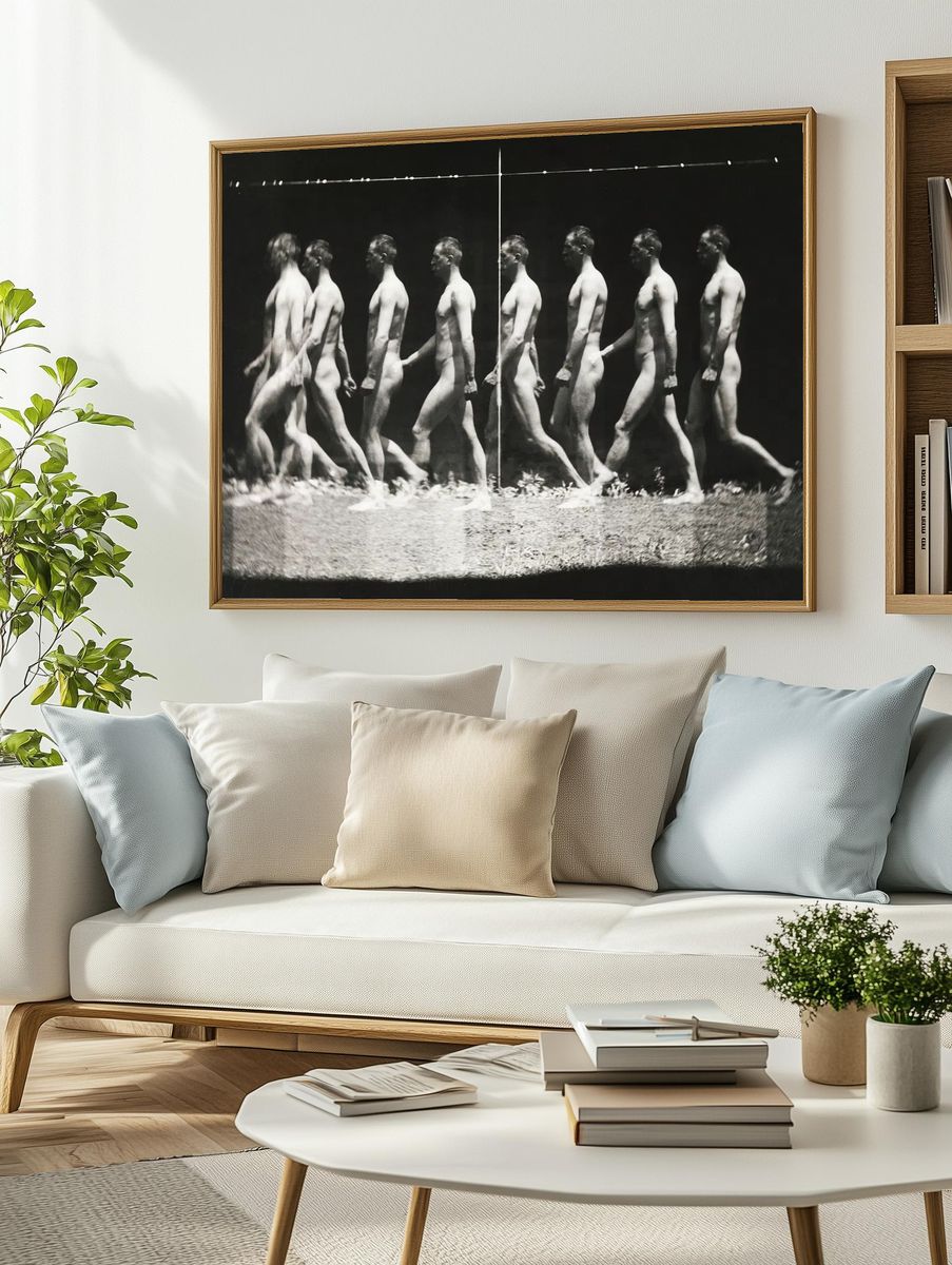 Nude photography naked man walking. — room view 2