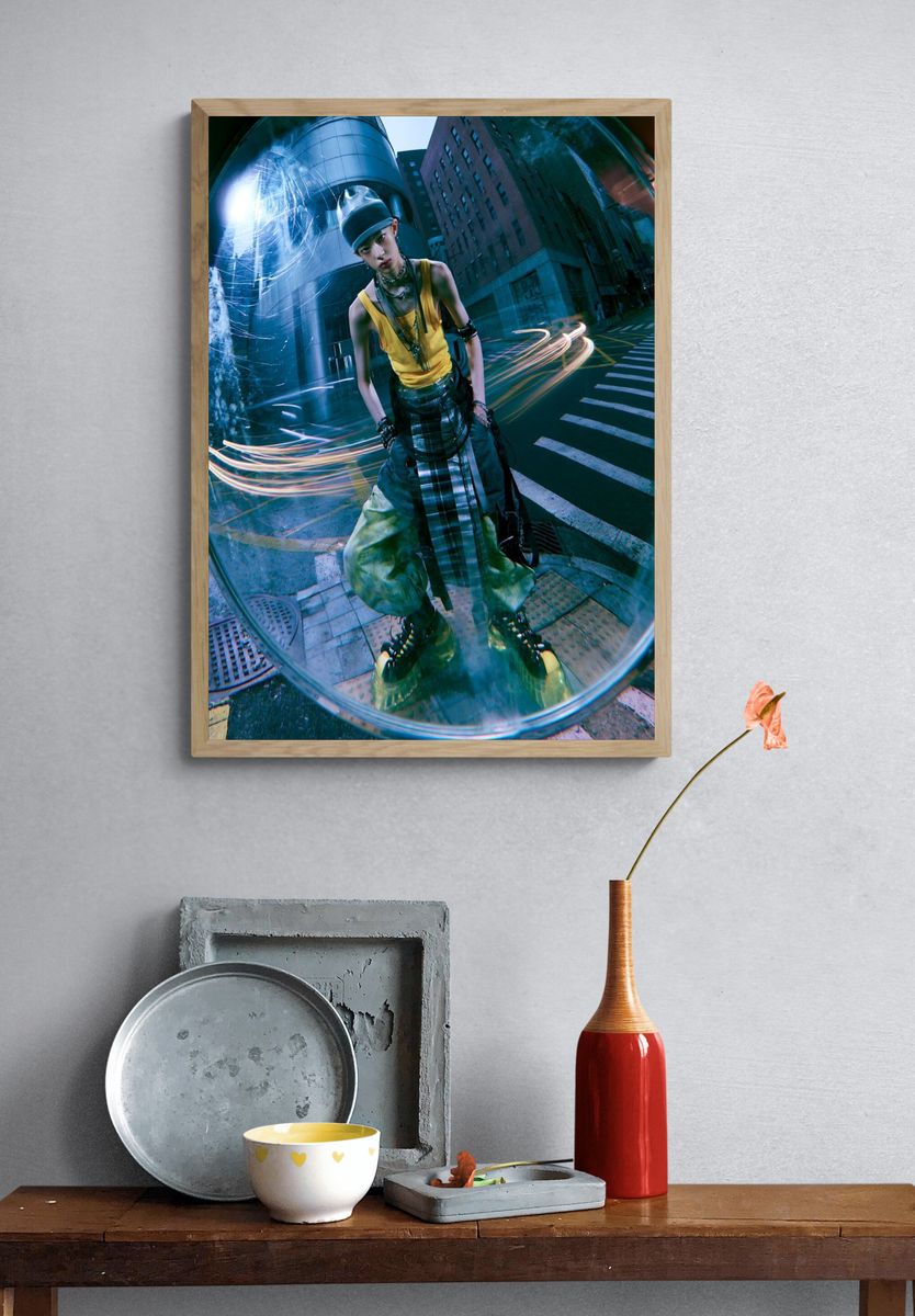 Cyberpunk Street Fashion Photography Poster. — room view 3