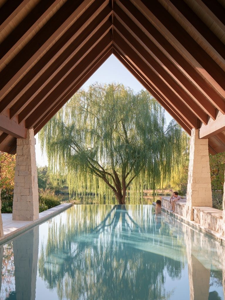 Willow Pool Pavilion Photography Poster. poster detail