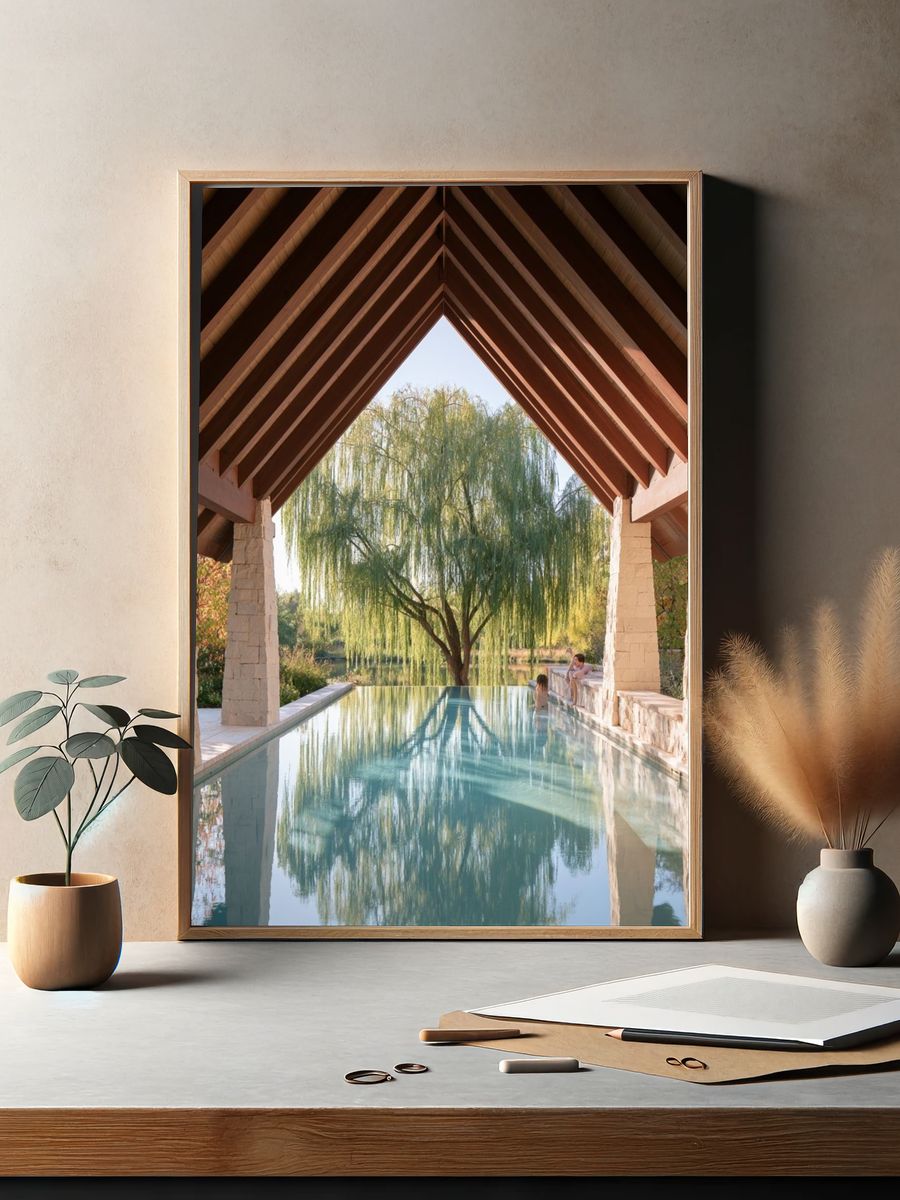 Willow Pool Pavilion Photography Poster. — room view 2