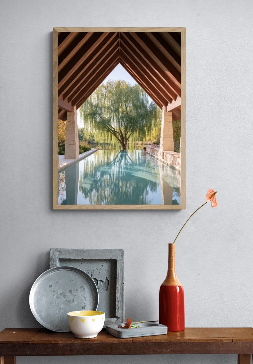 Willow Pool Pavilion Photography Poster. — room view 3