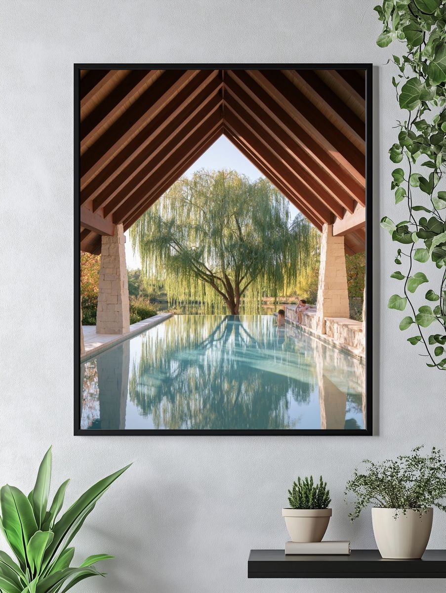 Willow Pool Pavilion Photography Poster. — room view 4