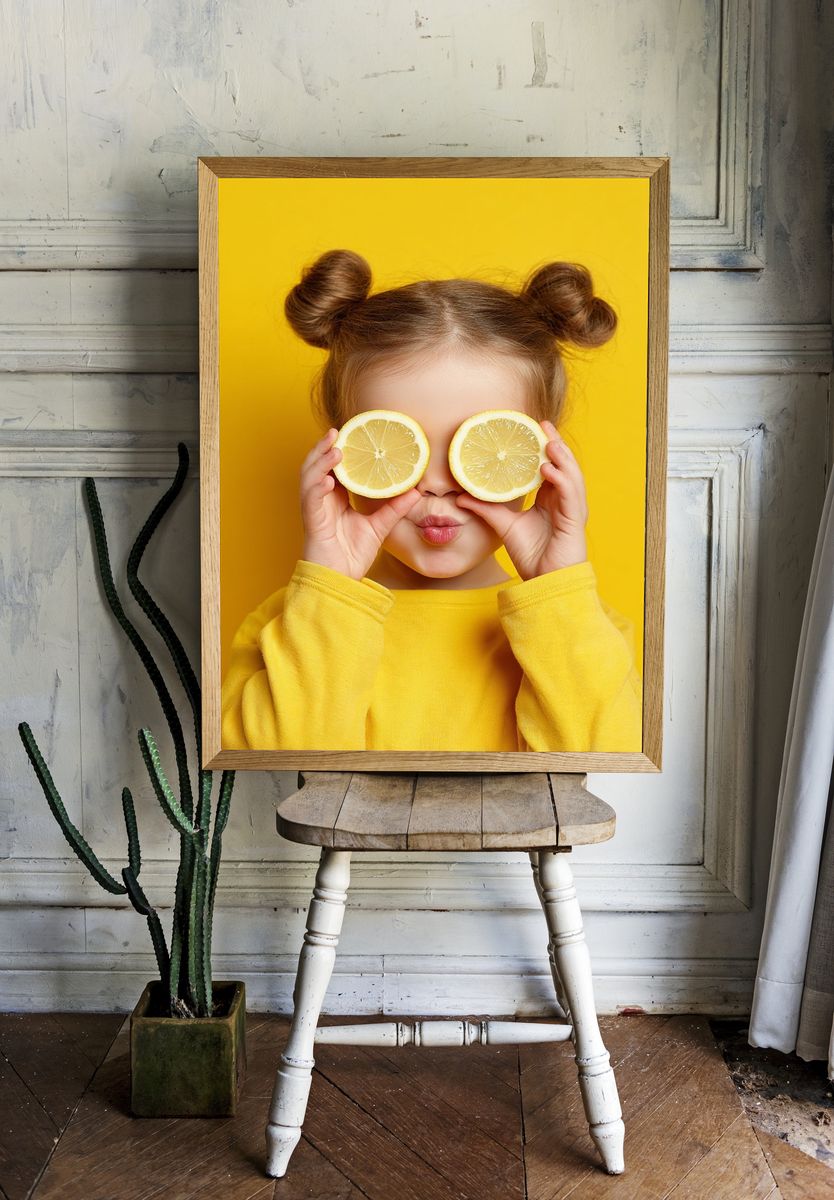 Lemon Playful Portrait Poster. room preview