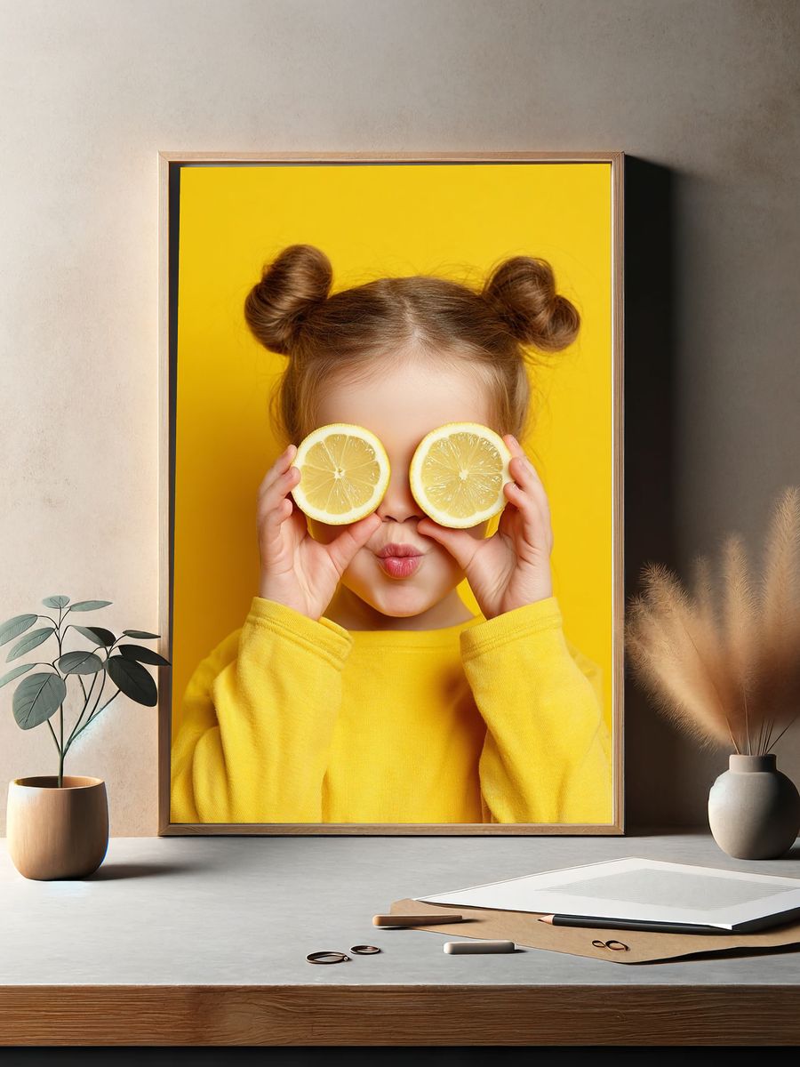 Lemon Playful Portrait Poster. — room view 2
