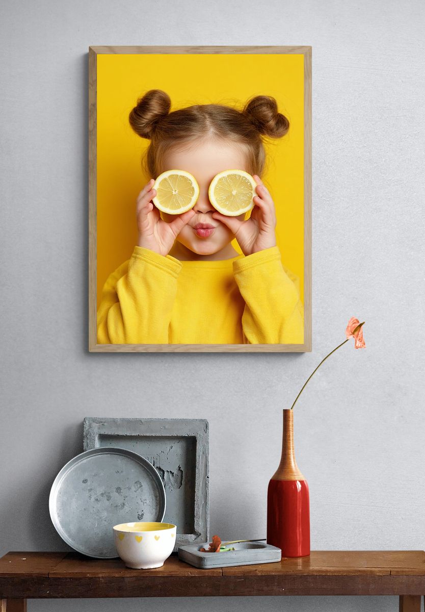 Lemon Playful Portrait Poster. — room view 3