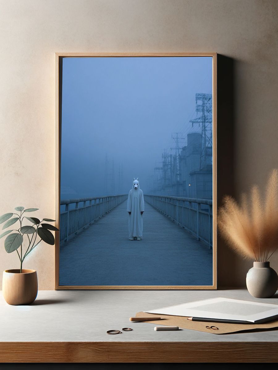 Masked Figure in Fog Poster. — room view 2