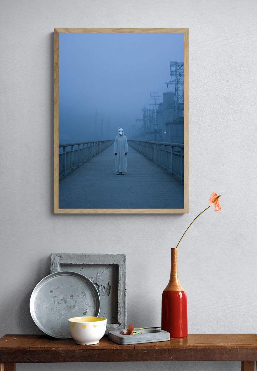 Masked Figure in Fog Poster. — room view 3