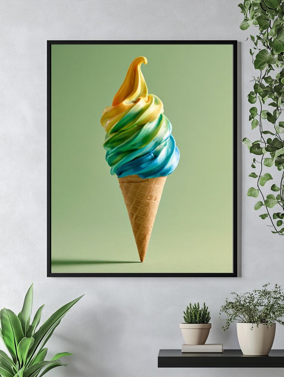 Rainbow Ice Cream Cone Photography Poster. — room view 4