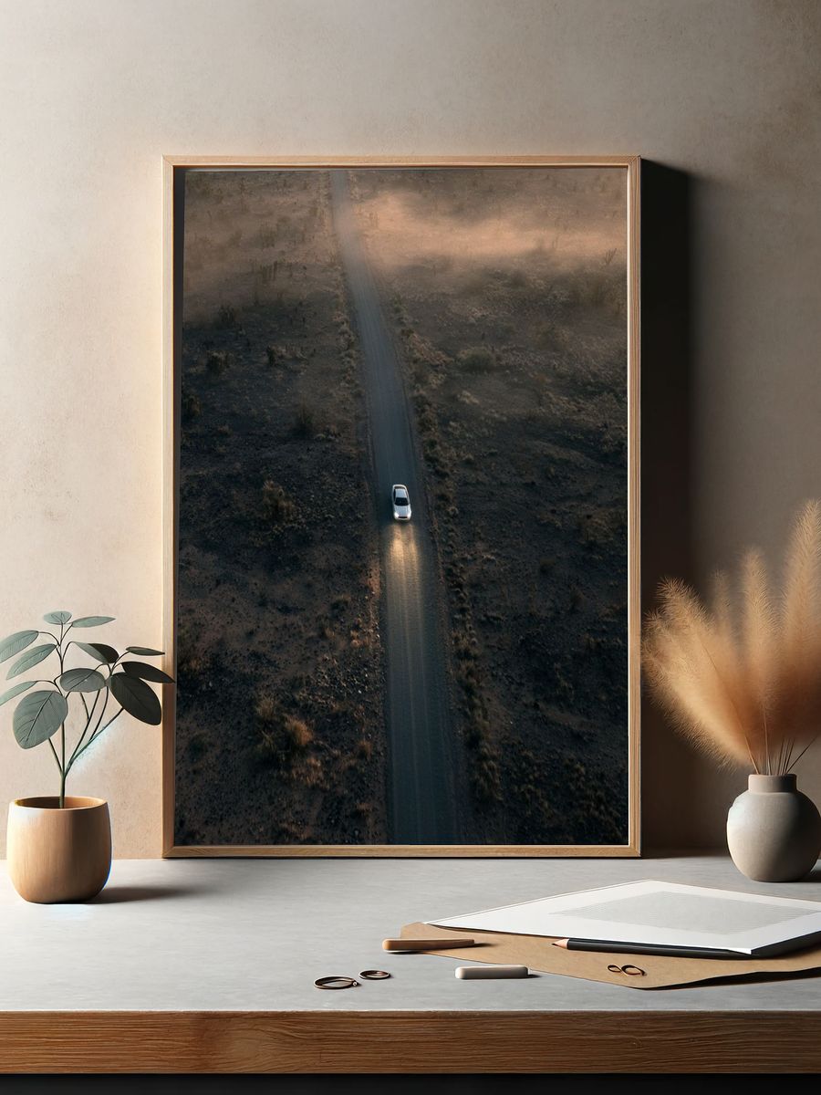 Desert Road Aerial Photography Poster. — room view 2