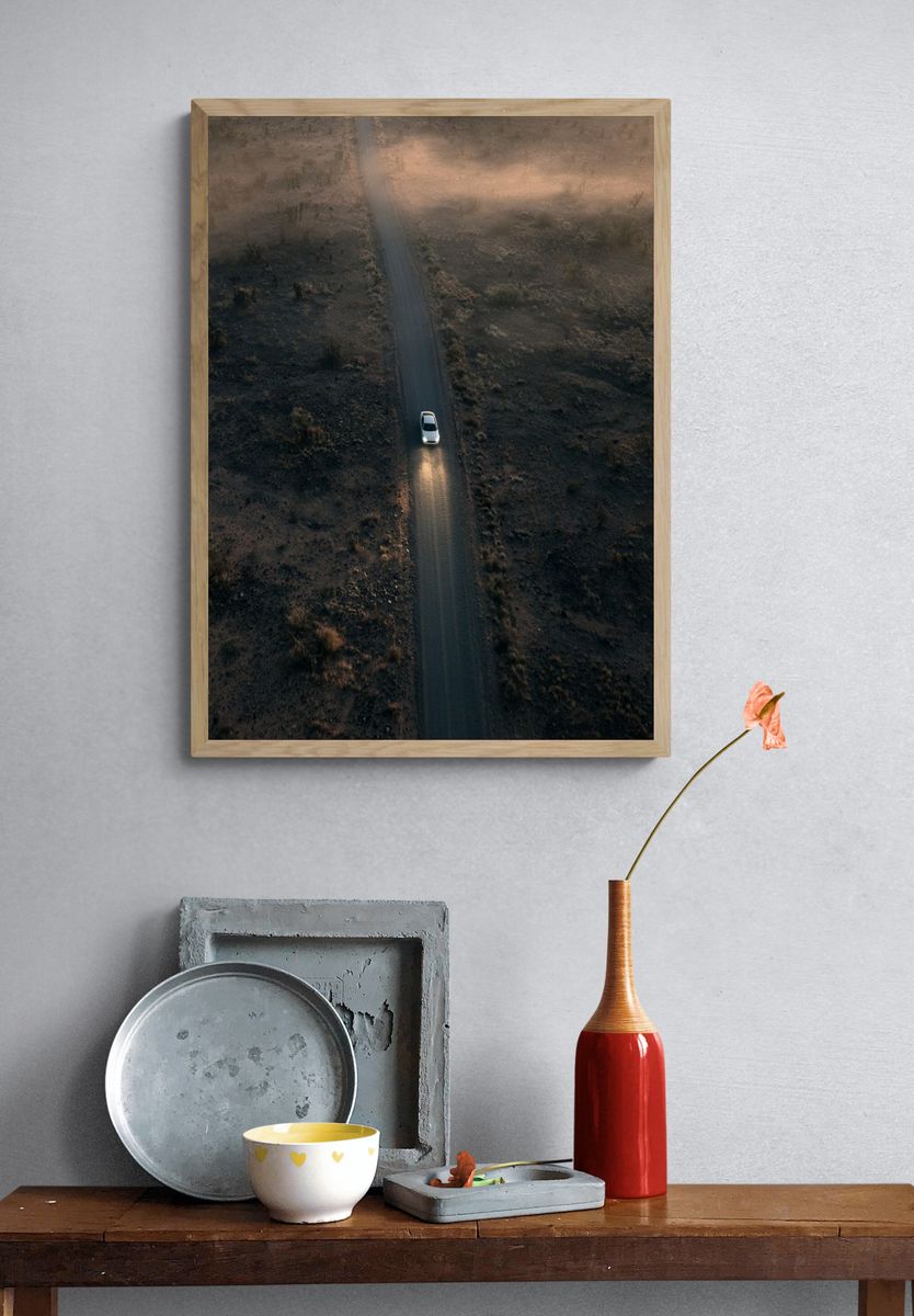 Desert Road Aerial Photography Poster. — room view 3