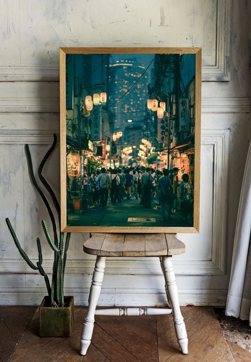 Tokyo Night Alley Photography Poster. — room view 1