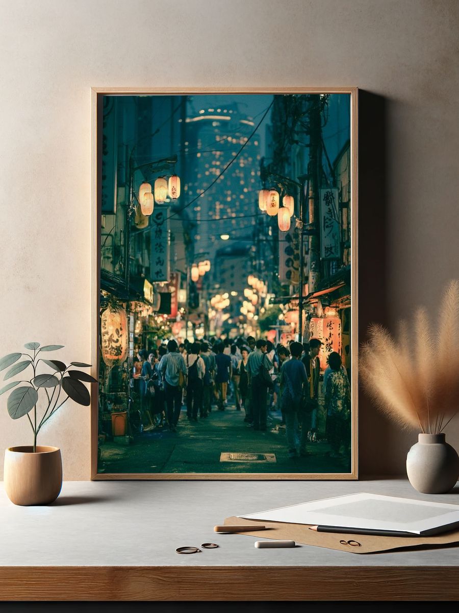 Tokyo Night Alley Photography Poster. — room view 2