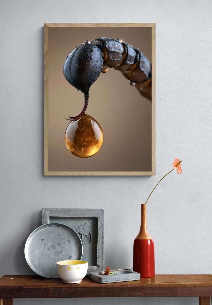 Macro Insect Droplet Photography Poster. — room view 3