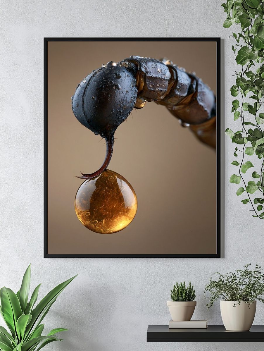 Macro Insect Droplet Photography Poster. — room view 4