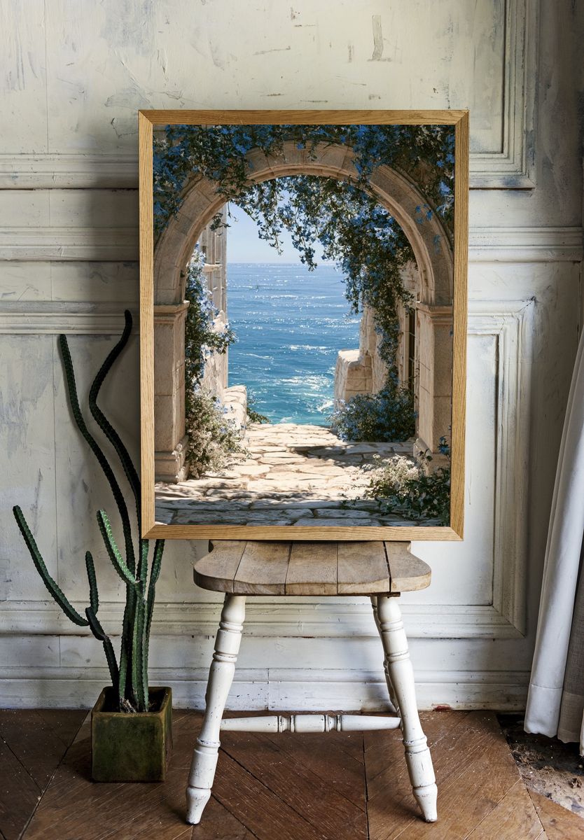 Mediterranean Sea Arch Photography Poster. — room view 1