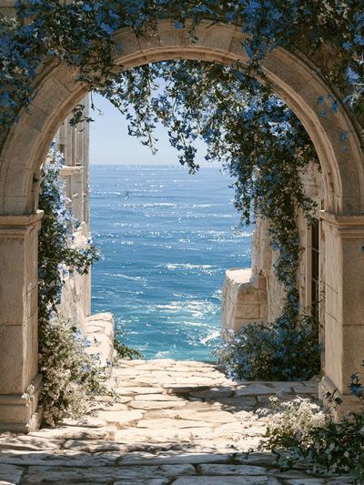Mediterranean Sea Arch Photography Poster. poster