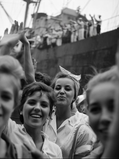 Vintage Crowd Celebration Photography Poster. poster