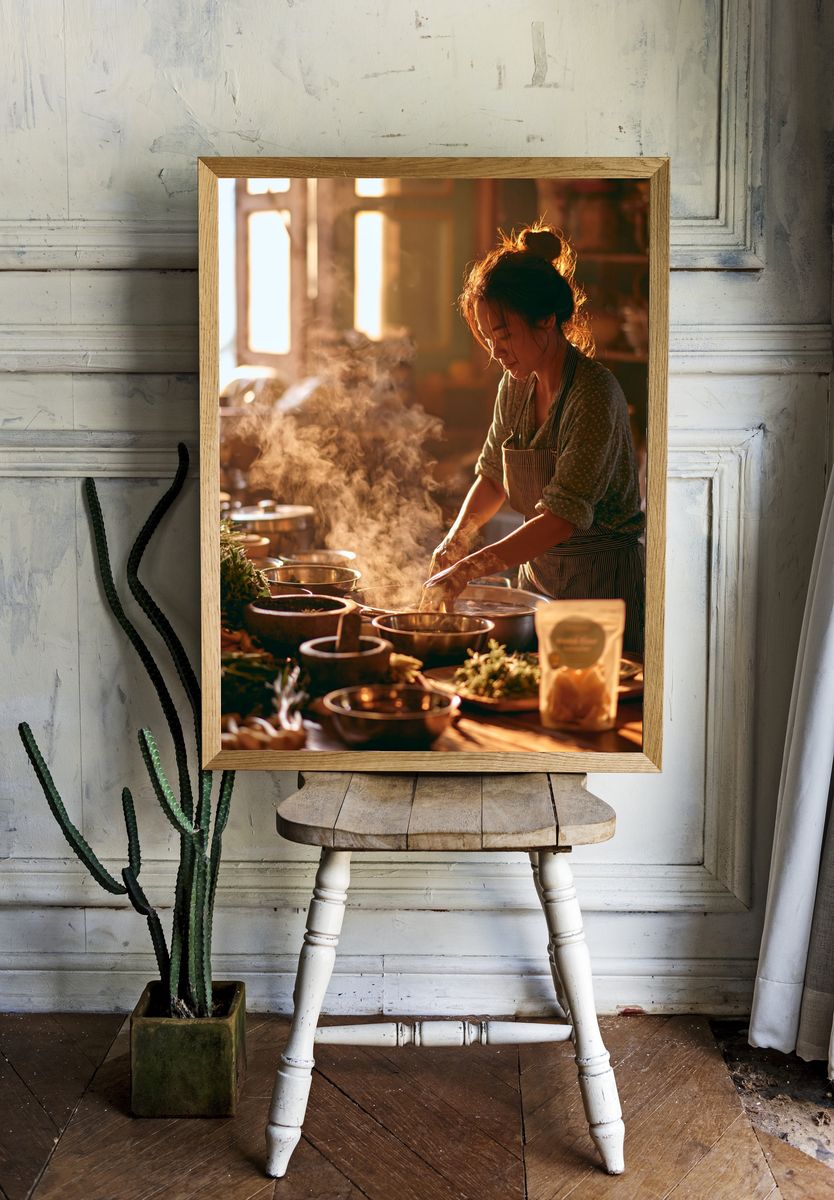 Steaming Kitchen Portrait Poster. room preview