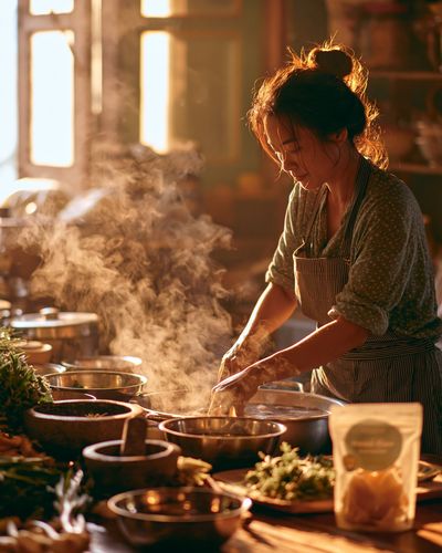 Steaming Kitchen Portrait Poster.