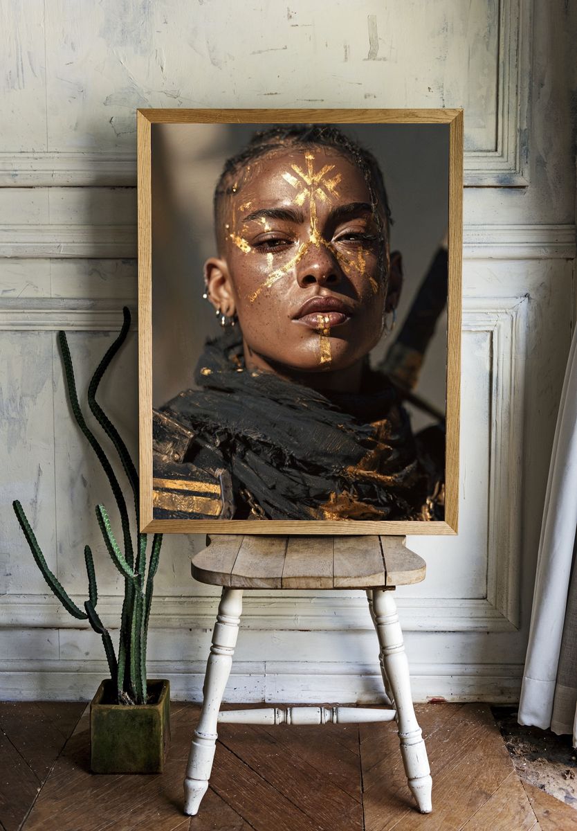 Gilded Warrior Portrait Print. room preview