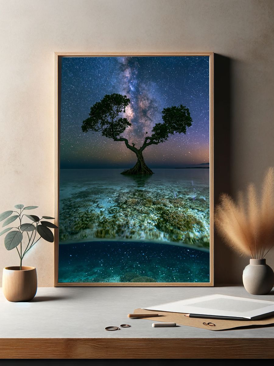 Milky Way Mangrove Nightscape Poster. — room view 2