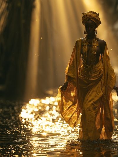 Golden River Figure Photography Poster. poster