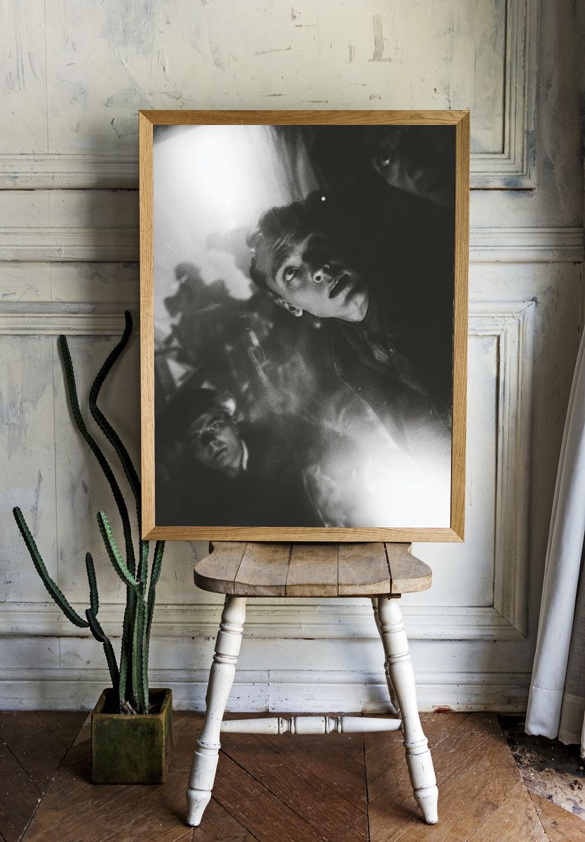 Monochrome Surreal Faces Poster. room preview