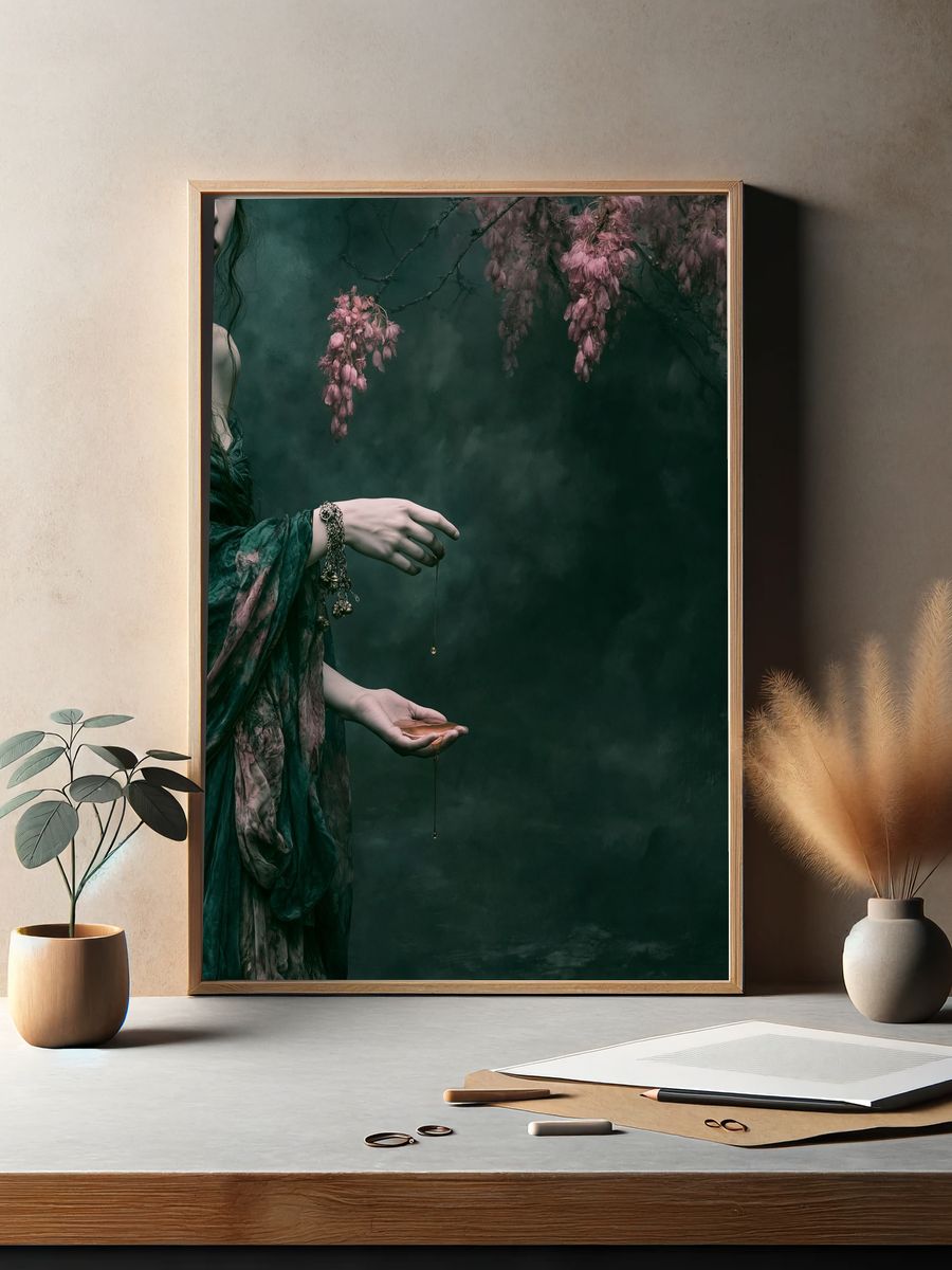 Mystic Floral Figure Photography Poster. — room view 2