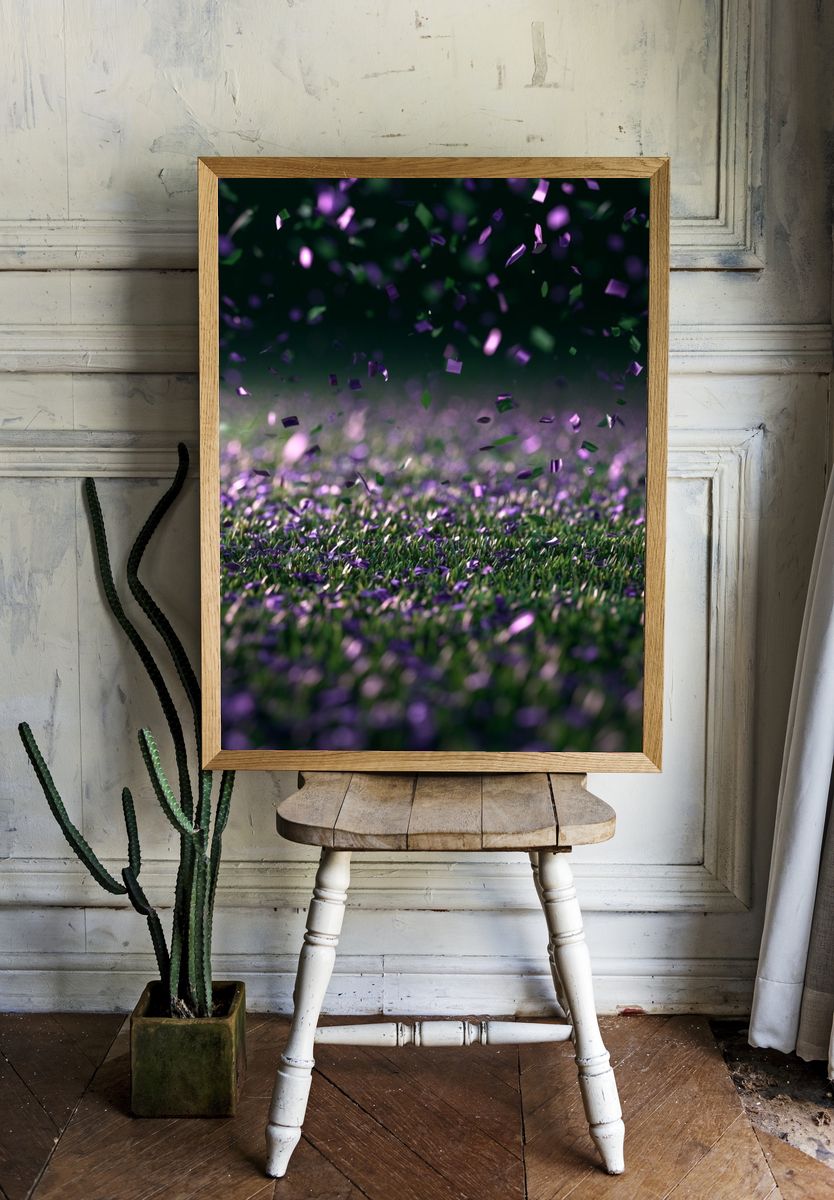 Purple Confetti Field Photography Poster. room preview