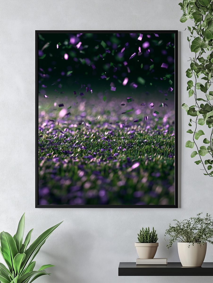 Purple Confetti Field Photography Poster. — room view 4