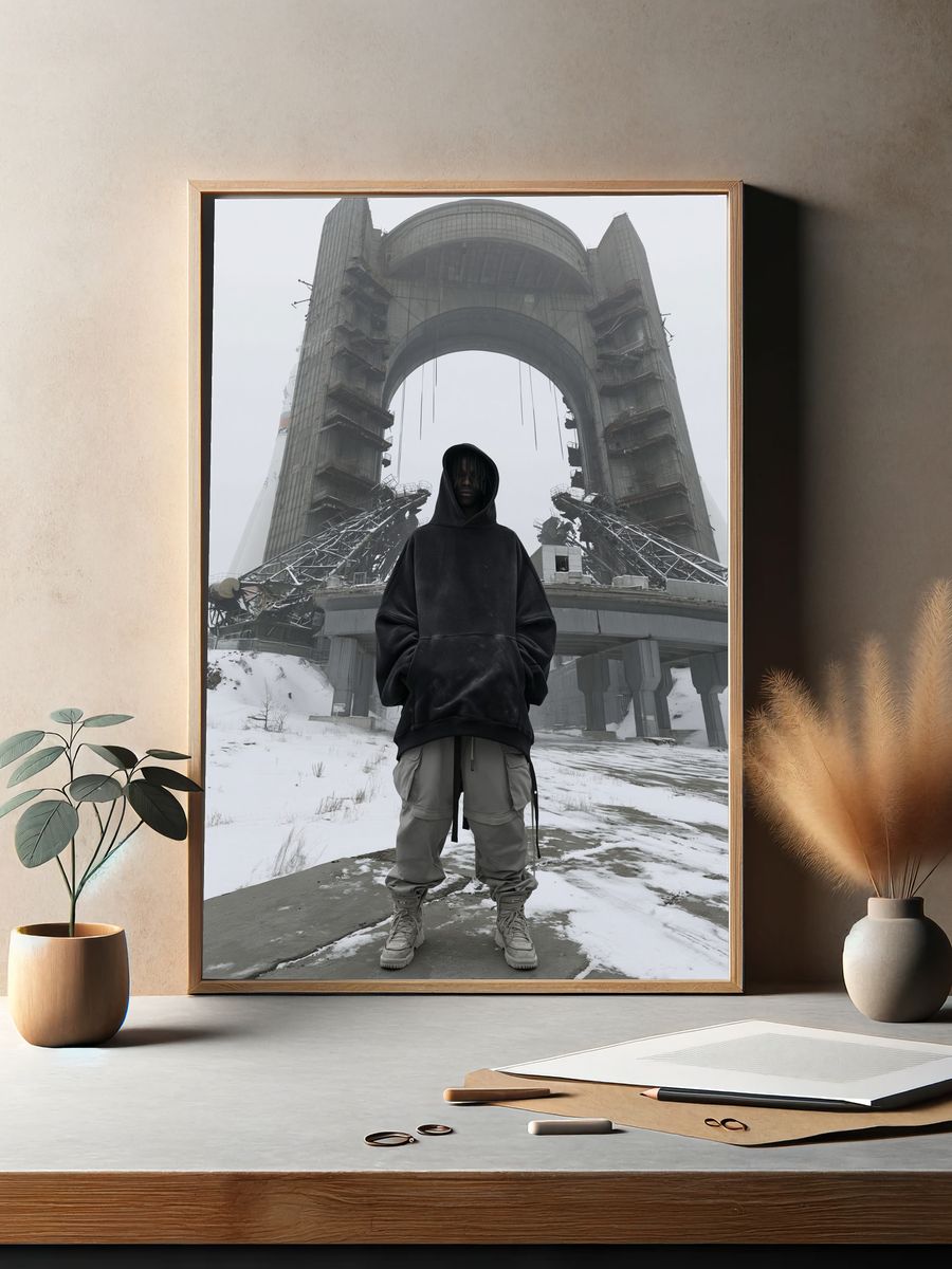 Futurist Hooded Figure Poster. — room view 2