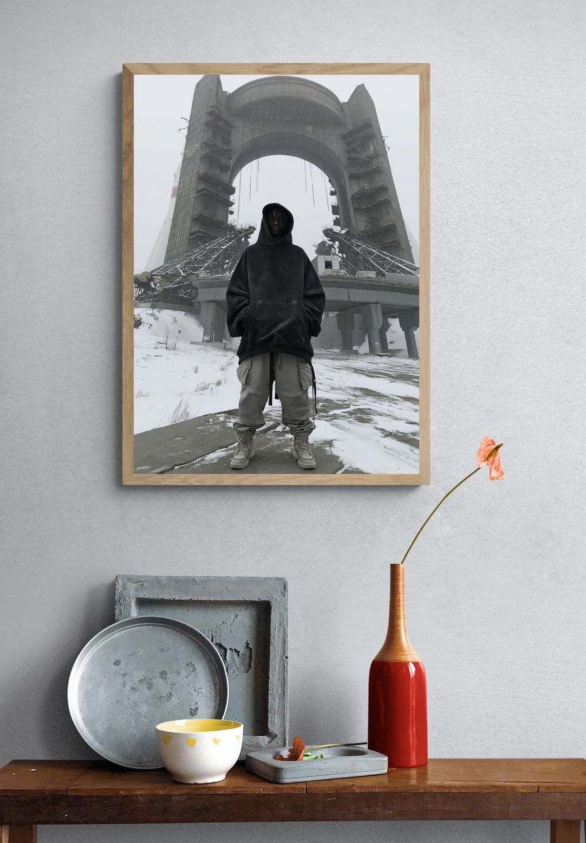 Futurist Hooded Figure Poster. — room view 3