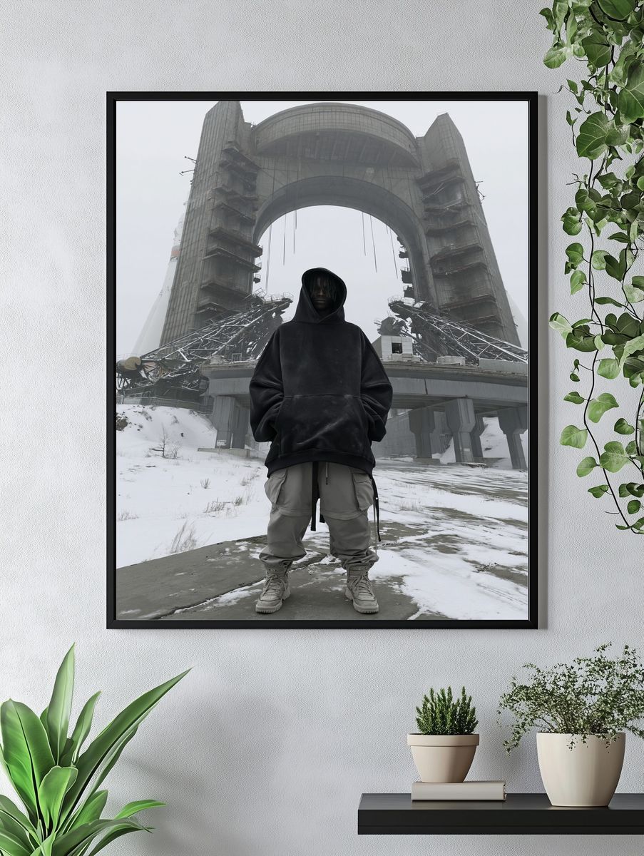 Futurist Hooded Figure Poster. — room view 4