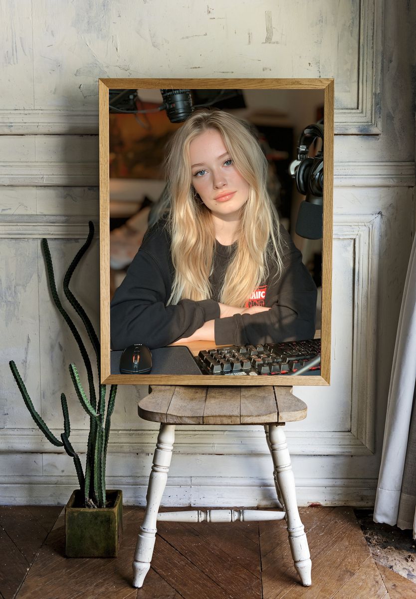 Blonde Streamer Portrait Poster. room preview